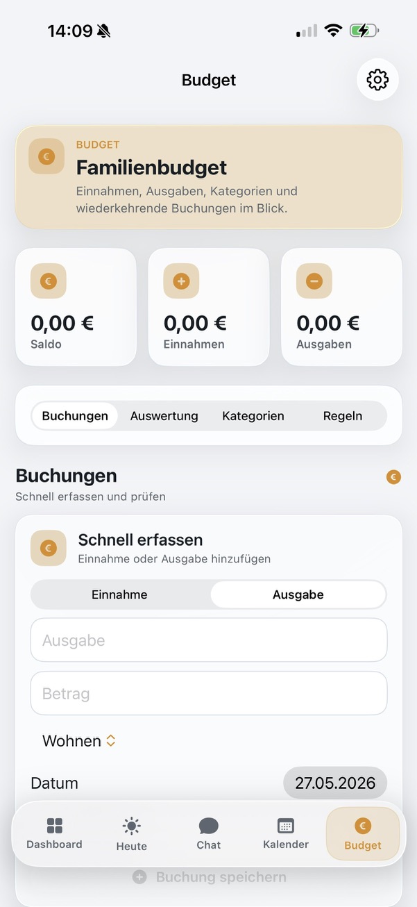FamilyPlan Budgetplanung Familie App Screenshot
