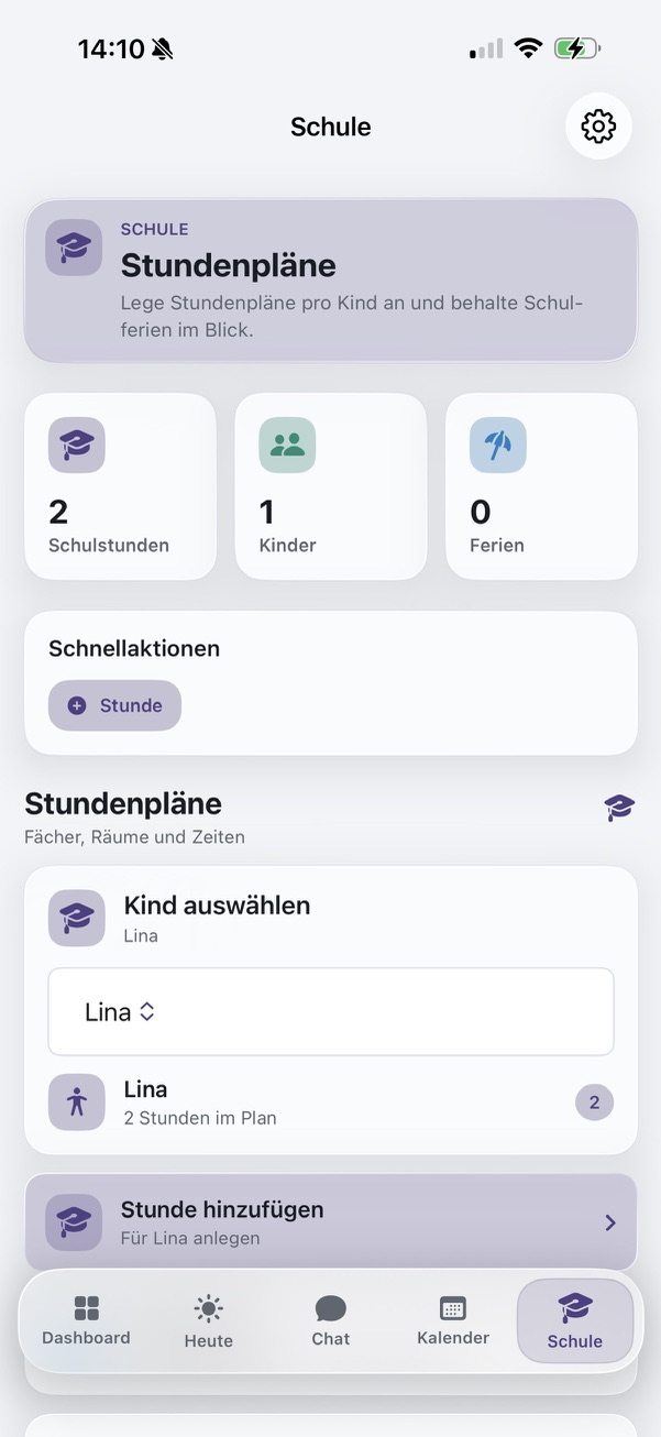 FamilyPlan Stundenplan App Kinder Screenshot