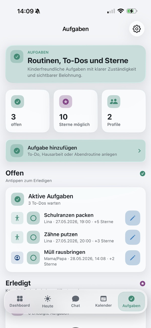 FamilyPlan Aufgaben App für Kinder Screenshot
